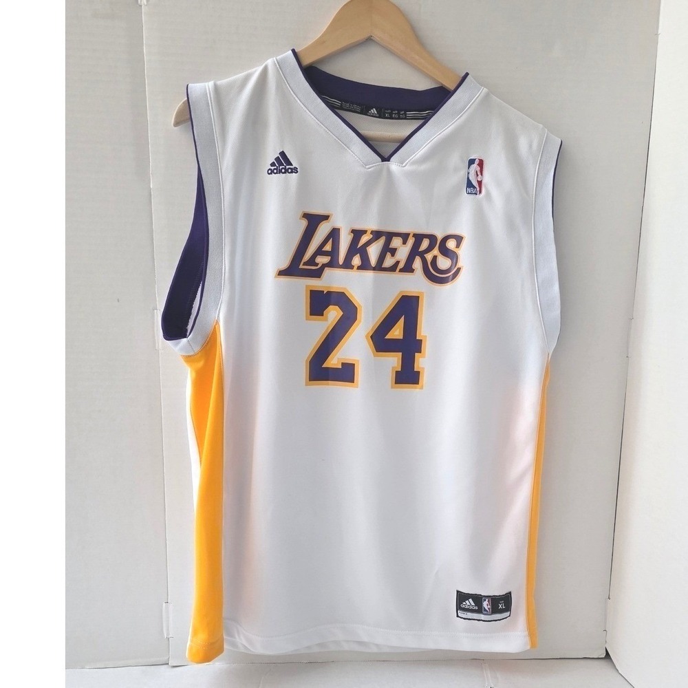 VINTAGE Adidas Kobe‎ Bryant #24 LA Lakers Jersey - Sunday White - Men's XL